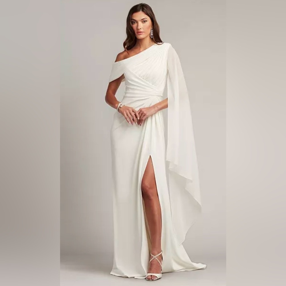 Tadashi Shoji Quill White Evening Gown